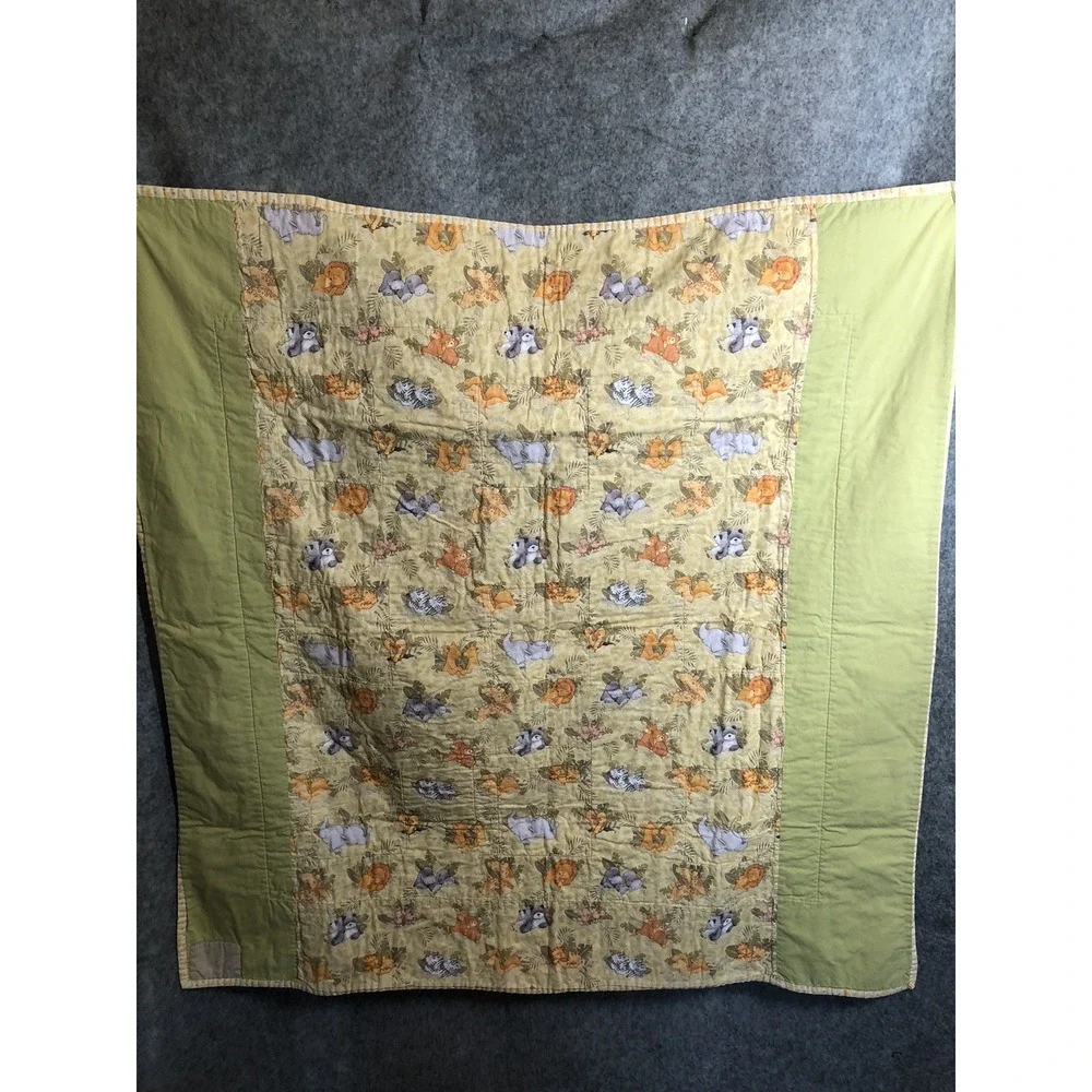 Handmade Quilt 42 x 42 Yellow Jungle Animals Baby Room Coverlet Wall Hanging